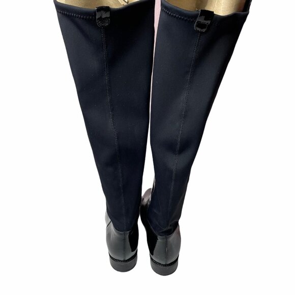 Aldo Byssa Over the Knee Boots Black Pull on Leather Stretch Back 6.5 - Picture 4 of 8